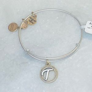 NWT Alex and Ani Two Tone Initial T Adjustable Bangle 356